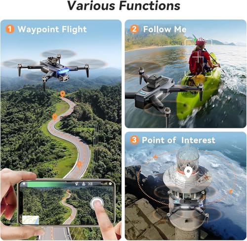 GPS Drones with 4K Camera for Adults Under 249g, P17 Drone with Brushless Motor 5G Transmission, 3 Batteries, Follow Me, Smart Return Home