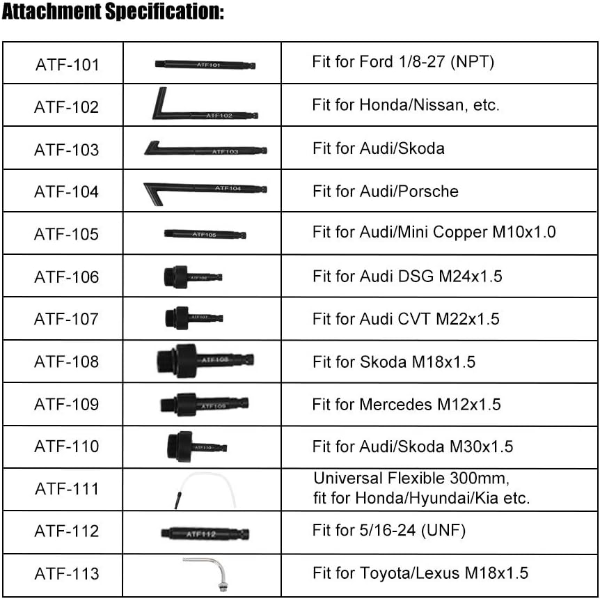 KIMISS 13Pcs/Set Oil Fill Adapter Transmission Fluid Oil Refilling Refill Connector Tool Kit + transmission fluid iol filler adapter for Audi trans