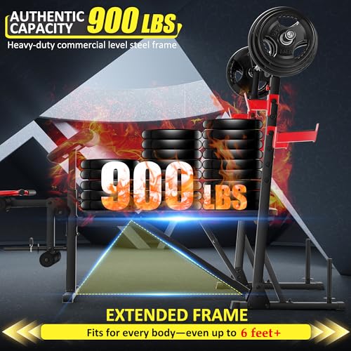 Professional Olympic Weight Bench Set with Squat Rack Adjustable Bench Press with Leg Extension and Curl Heavy-Duty Bench Press Preacher Curl Bench