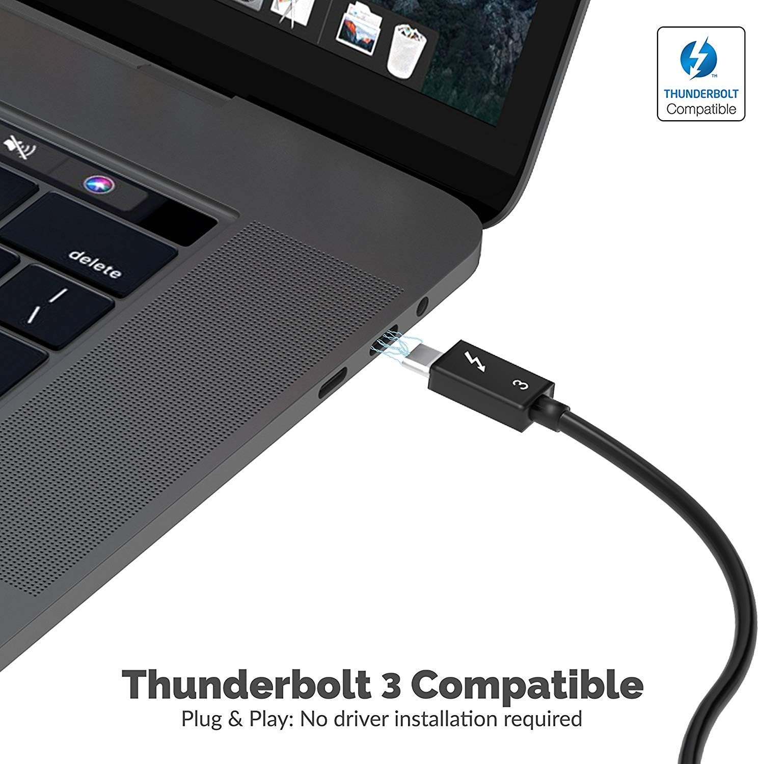 Sabrent Thunderbolt 3 to Dual HDMI 2.0 Display Adapter for Windows or Mac | up to 4K Resolution at 60Hz | Detachable Cable with Screw-in Lock