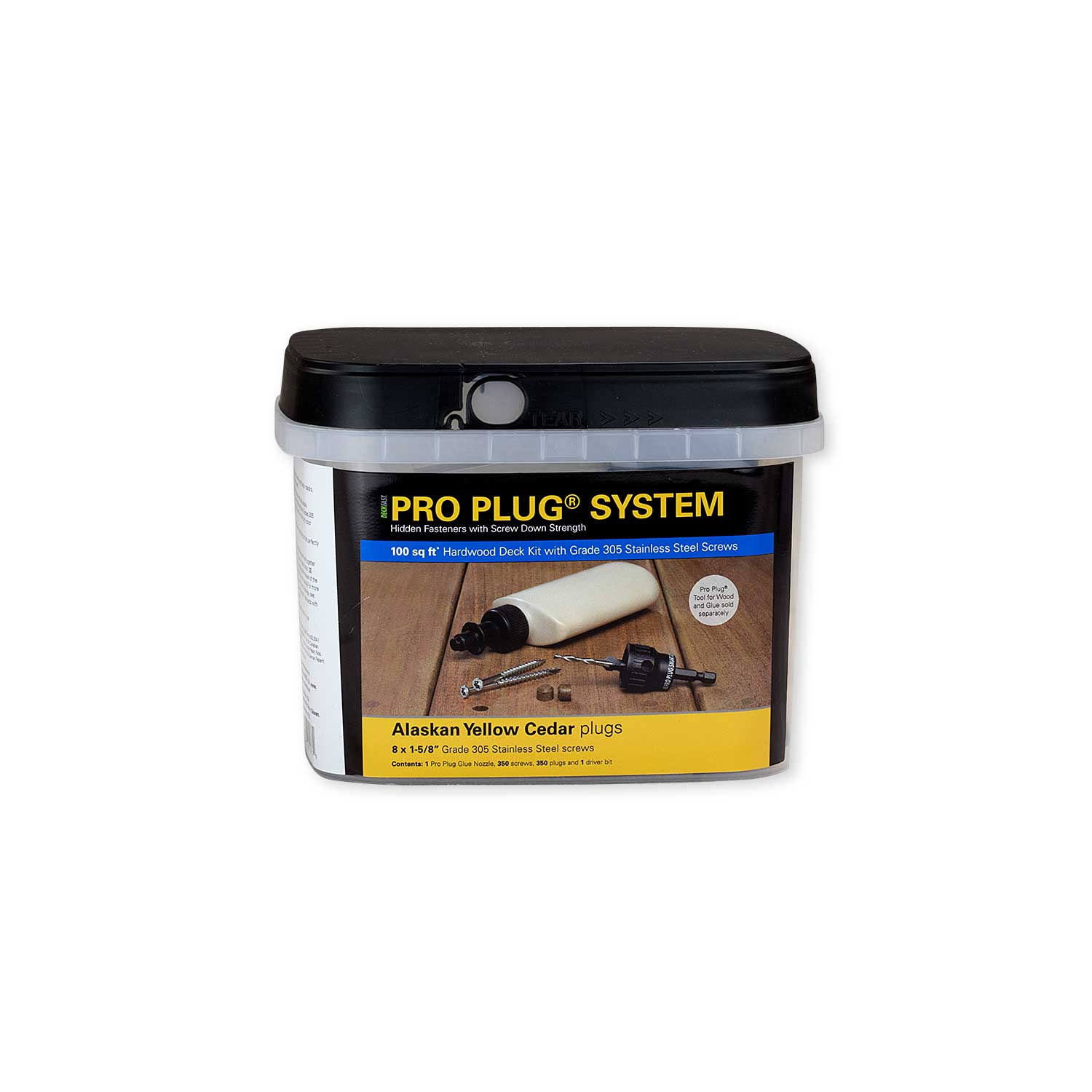 Starborn Industries Pro Plug System for Wood Decking - 100 Square Feet - 305 Stainless Steel - #8 x 2-1/2x22 - Yellow Balau