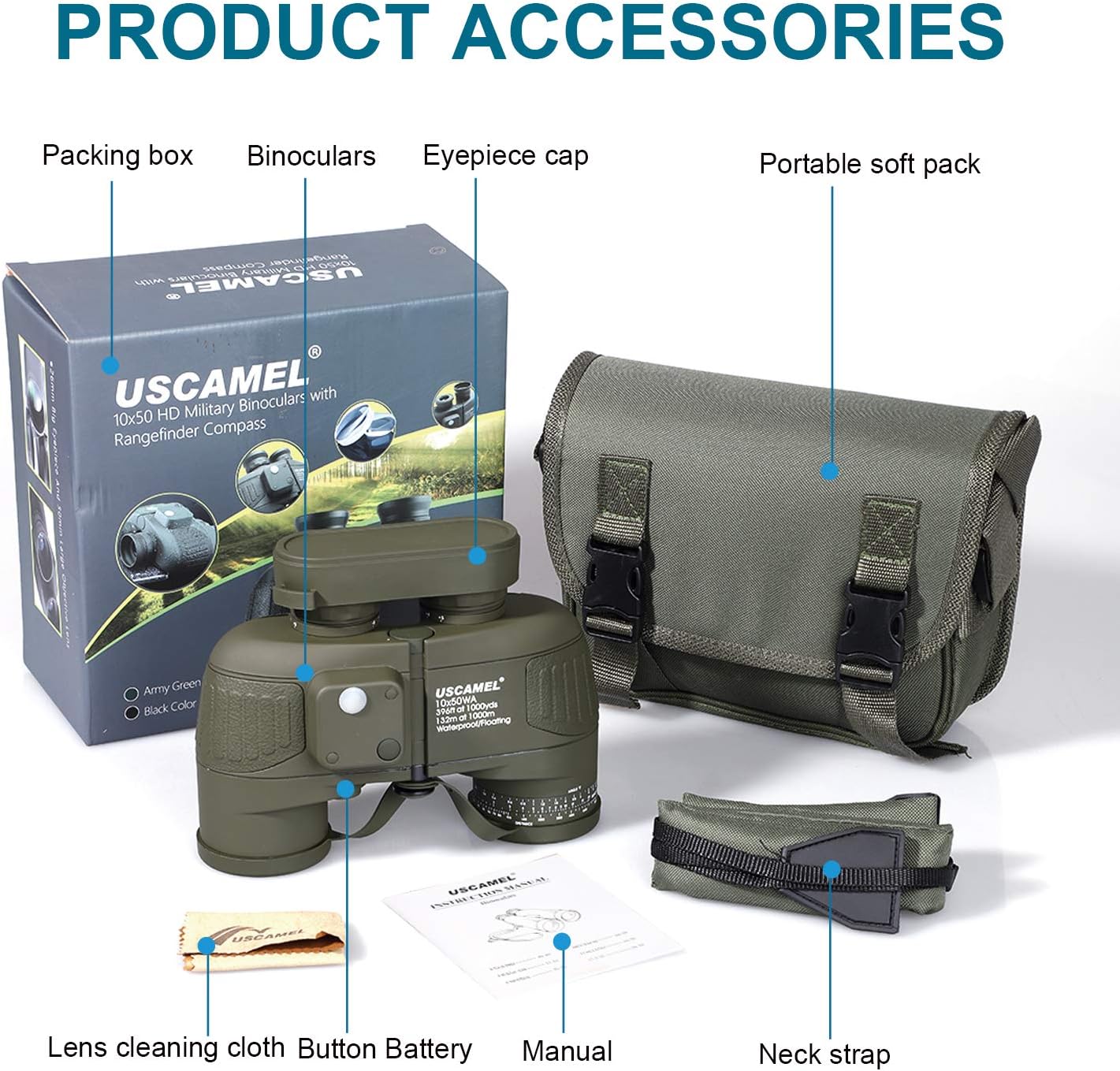 USCAMEL 10X50 Marine Binoculars for Adults