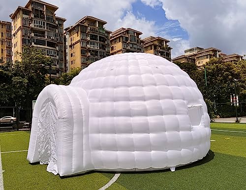Outdoor Portable Inflatable Igloo Dome Tent with LED Light, 2 Windows | 16.5x18x11ft | Shelter Igloo Marquee for Party, Wedding, Camping