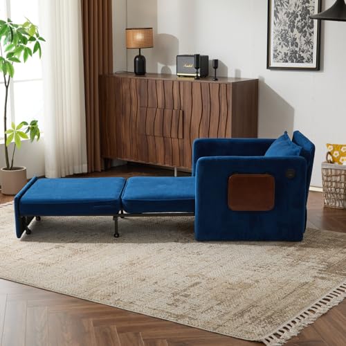 Compression Floor Sofa Bed, Convertible Foldable Sofa with Support Backrest and Armrest, Corduroy Fabric Modular Sectional Couch with 2 Pillows