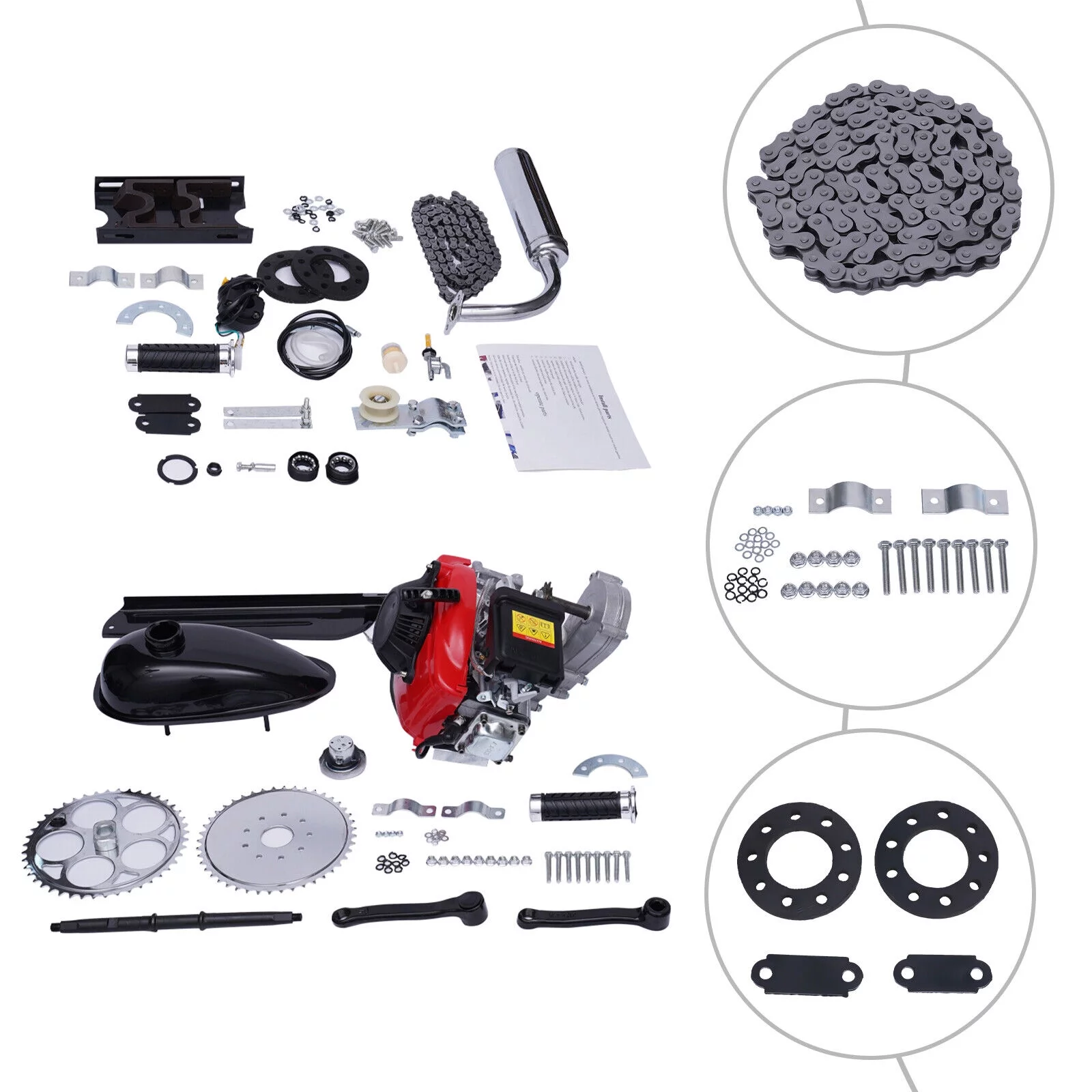 4 Stroke 53CC Gas Petrol Motorized Bicycle Engine Motor Kit Chain Drive - Curated Treasures Market