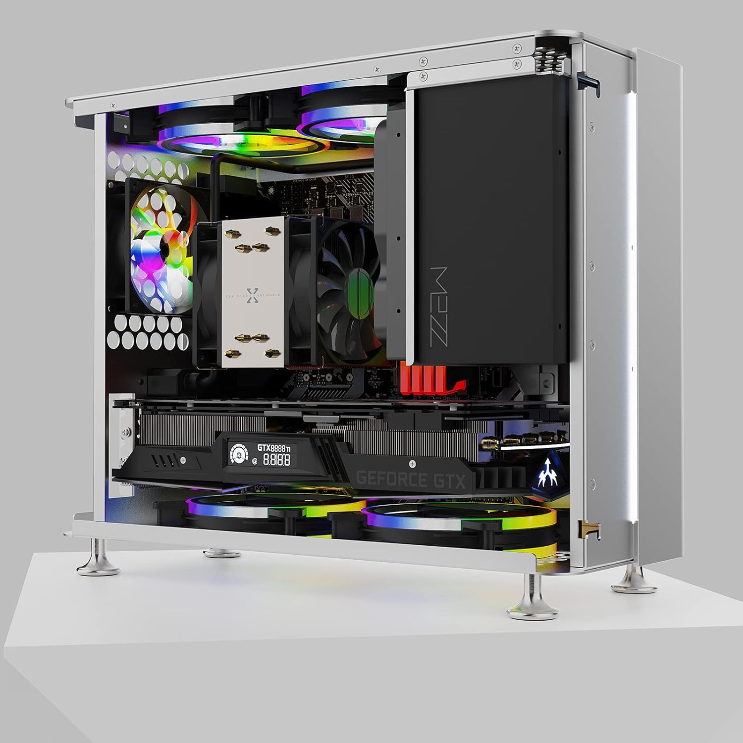 ZZEW C6 Micro ATX Case, Computer MATX Case, Aluminum Mini PC Case Supporting 280/240 Cooling