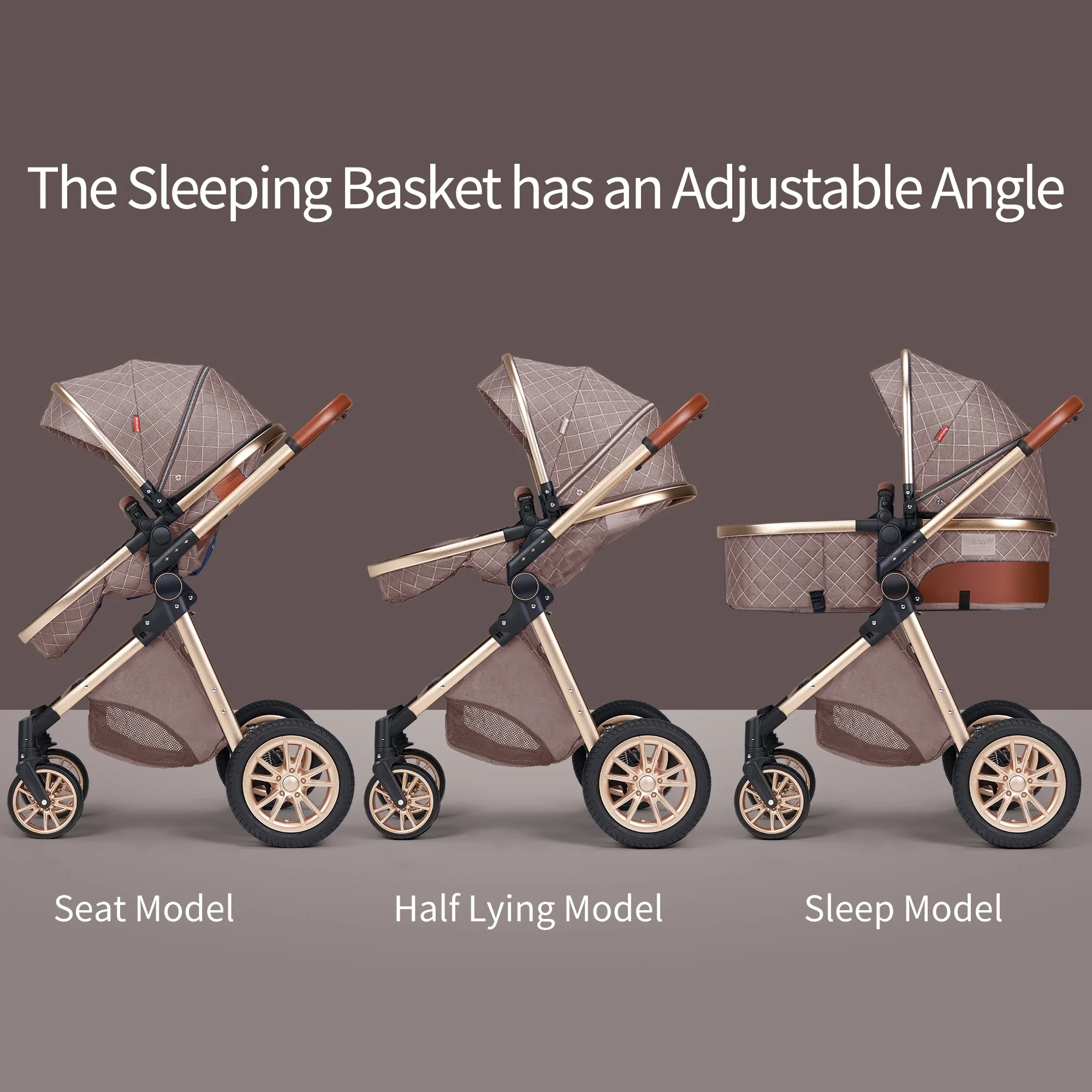 Luxury Pram High Landscape Baby Stroller Folding Pushchair for 0-36 Months Kids,Red - Curated Treasures Market