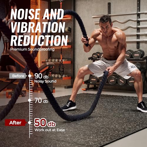 SUPERJARE 0.56'' Thick 24 Pcs 96 Sq Ft Rubber Top Exercise Equipment Mats, High Density EVA Foam Mats with Rubber Top
