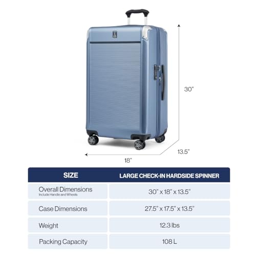 Travelpro Platinum Elite Hardside Expandable Checked Luggage, 8 Wheel Spinner, TSA Lock, Hard Shell Polycarbonate Suitcase, True Navy Blue