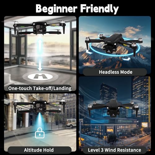 Brushless Motor Drone with LCD Screen Remote Control Drone for Beginners Drones with Camera Foldable RC Quadcopter for Adults TD12LCD