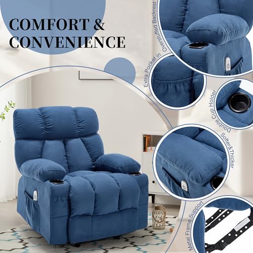Recliner Chair with Massage and Heat, Rocker Recliner Chairs for Adults, Overstuffed Nursery Rocking Chairs for Living Room