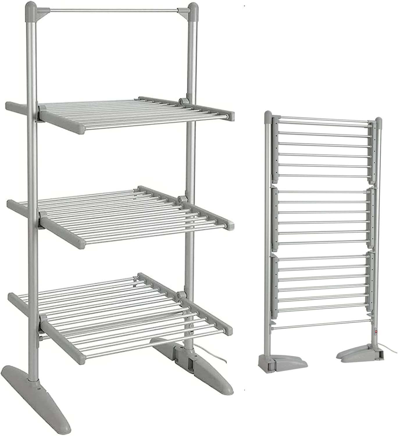 Heated Drying Rack Folding Electric Clothes Drying Rack Collapsible Laundry Drying Rack Free-Standing Heating Garment Dryer Towel Rail Space Saving