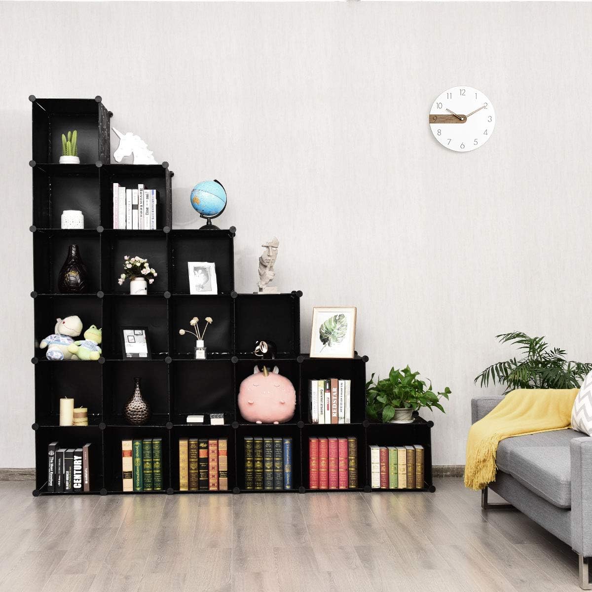 Tangkula Cube Storage Organizer, Cube Closet Storage Shelves, DIY Plastic PP Closet Cabinet, Modular Bookcase