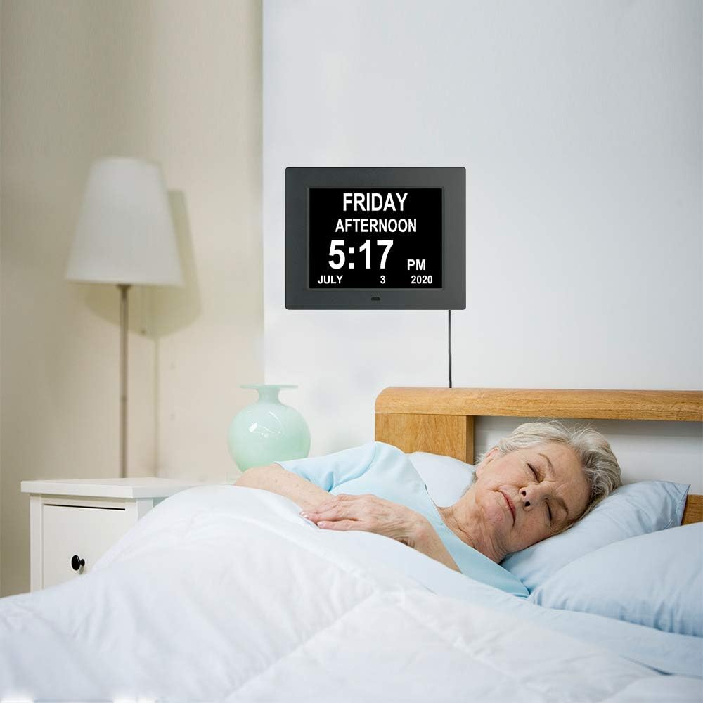 [Newest Version] Digital Calendar Day Alarm Clock with 8 Alarm Reminders,AM/PM Function