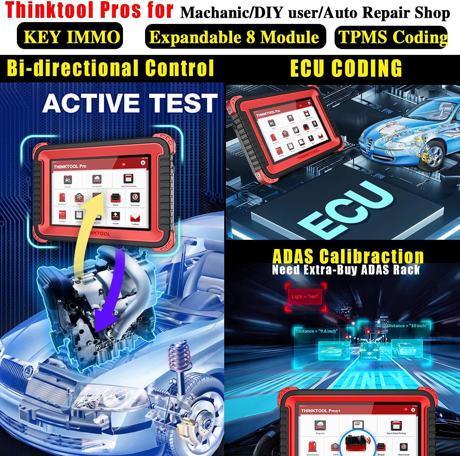Thinkcar Thinktool Pros Bi-Directional Scanner Full Systems Diagnostic Scan Tool, 31+ Reset Functions, Key Matching, ECU Coding,AutoAuth for FCA SGW