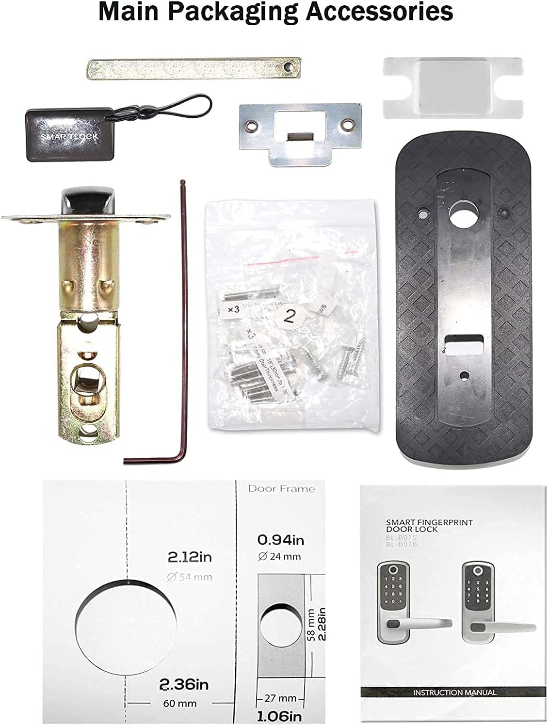 Keyless Entry Door Lock, Gimkok 5-in-1 Fingerprint Door Lock with Reversible Handle, Door Lock with Keypads for Home, Office, House Rental, Use APP