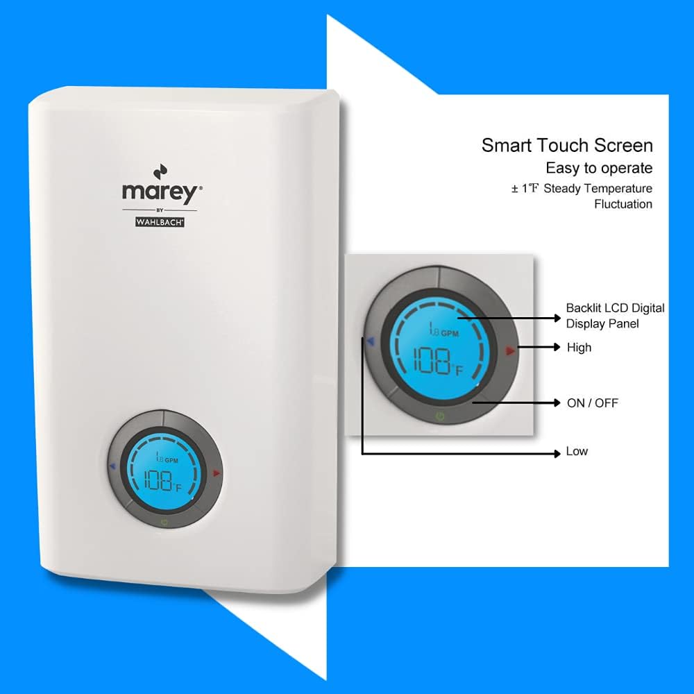 MAREY Power Pak 12 kW Electric Tankless Water Heater, White, Small