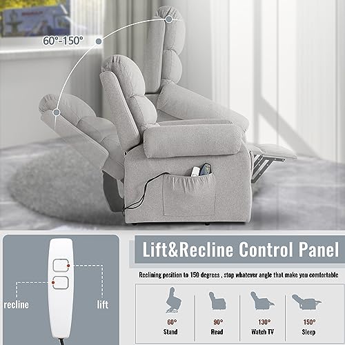 Power Lift Recliner Chair Recliners for Elderly with Heat and Massage Recliner Chair for Living Room with Infinite Position and Side Pocket