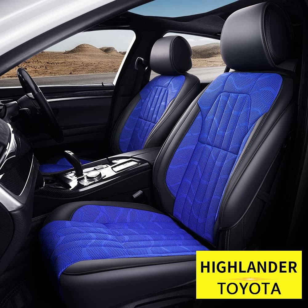 AOMSAZTO Custom Fit for Toyota Highlander 2015-2019 Faux Leather Car Seat Covers Full Set Compatible Airbag Highlander Seat Protector (Excluding 2nd