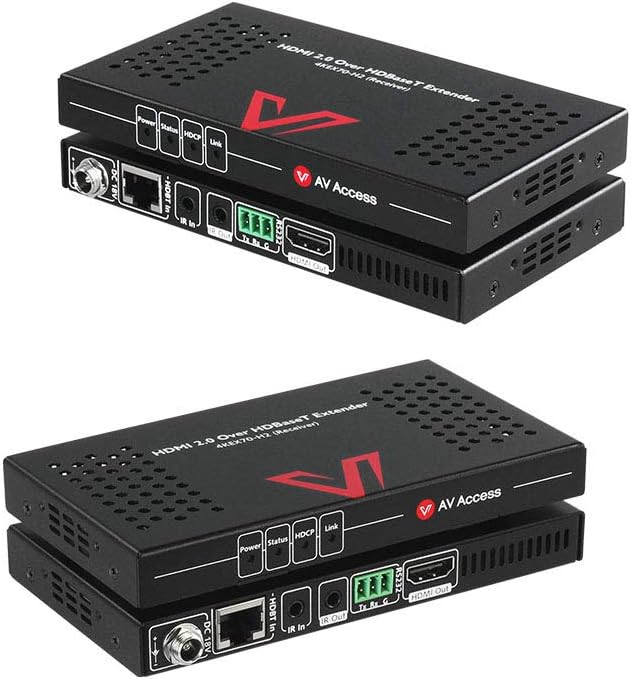 AV Access HDBaseT HDMI Extender Over Single Cat5e/6a/Cat7 Ethernet 4K@60Hz 130ft, 1080P@120Hz 230ft, PoE IR RS232 HDCP2.2, HDR, CEC, EDID (4KEX70-L)