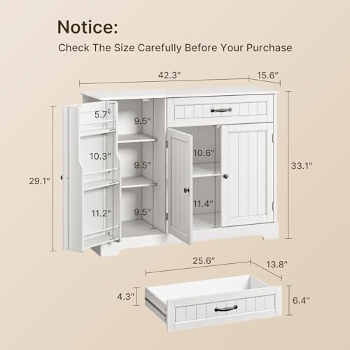 Gizoon Kitchen Sideboard Buffet Cabinet with Storage Small Coffee Bar Cabinet with Drawer