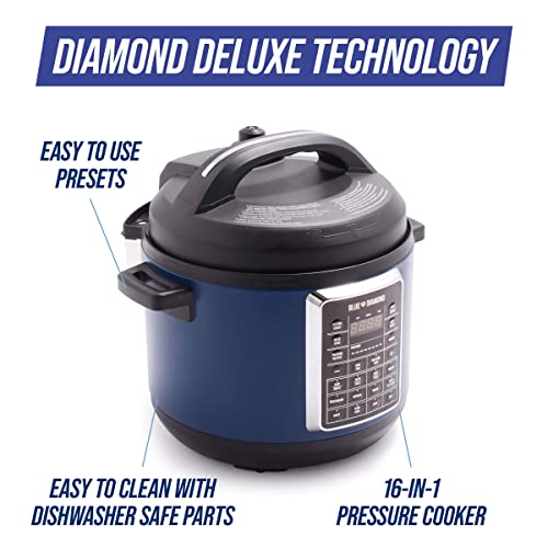 Blue Diamond Ceramic Nonstick, 16-in-1 6QT Electric Pressure Cooker, Slow Cooker, Rice Cooker, Yogurt Maker, Saute, Steamer and More, Programable