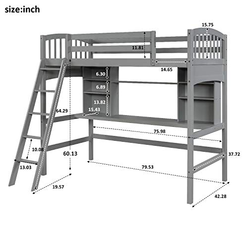 Harper & Bright Designs Full Size Loft Bed with Wardrobe and Desk, Solid Wood Loft Bed Frame with Storage, for Kids Teens Adults (Full Size, White)