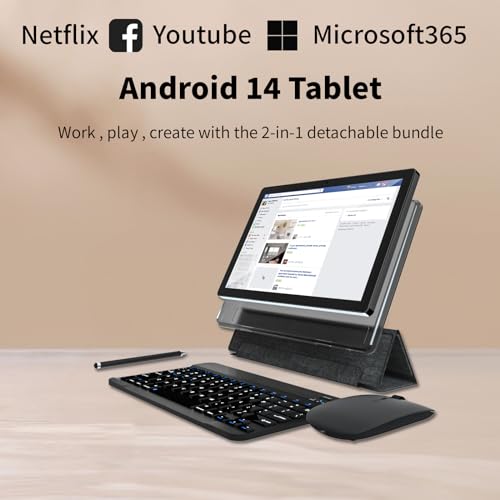Android 14 Tablet 11inch, Support Face Unlock, 18W Fast Charging, 12GB+128GB+512GB Expand, Octa-core CPU, 8000mAh Large Battery WiFi6, BT5.0