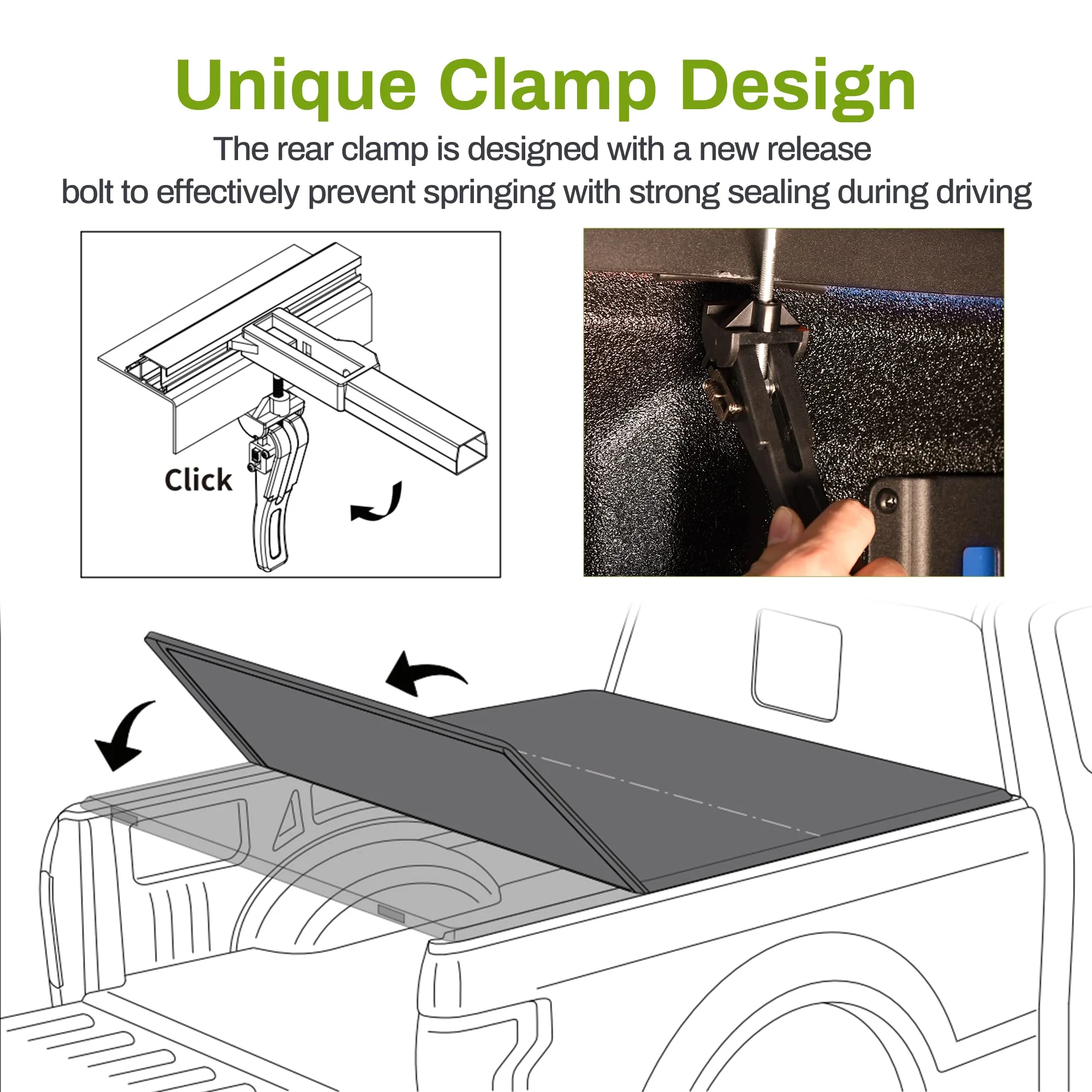 Ledkingdomus 6ft Soft Tri-fold Truck Bed Tonneau Cover for 2016-2023 Toyota Tacoma with led lamp