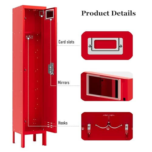 Metal Locker with 5 Doors,Lockers for Employees,66'' Steel Storage Locker for School,Gym, Office, Office,Garage