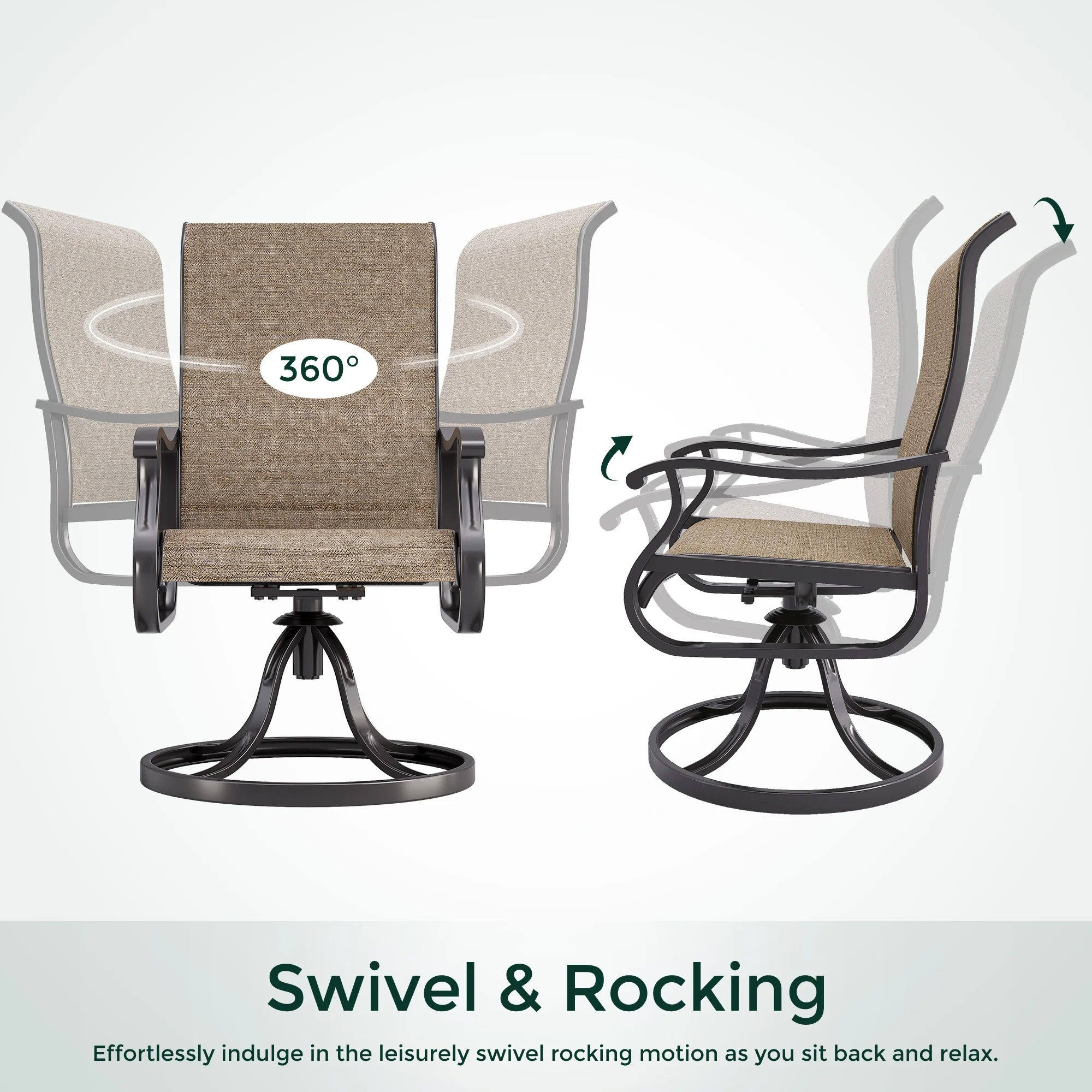 ECOPATIO Patio Swivel Chairs Set of 2