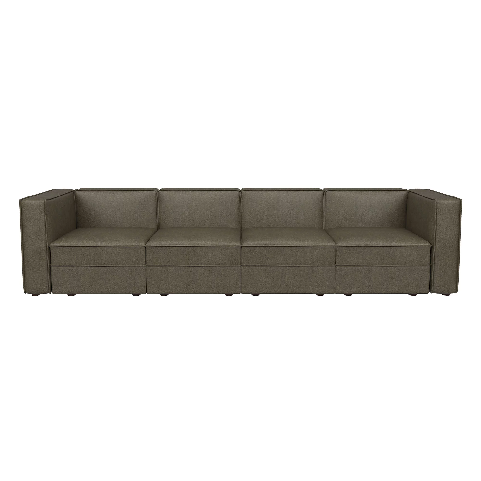 Nolany Modular Sectional Sofa Couch 4-Seat Sofa with Storage Seat, Dark Grey Microfiber - Curated Treasures Market