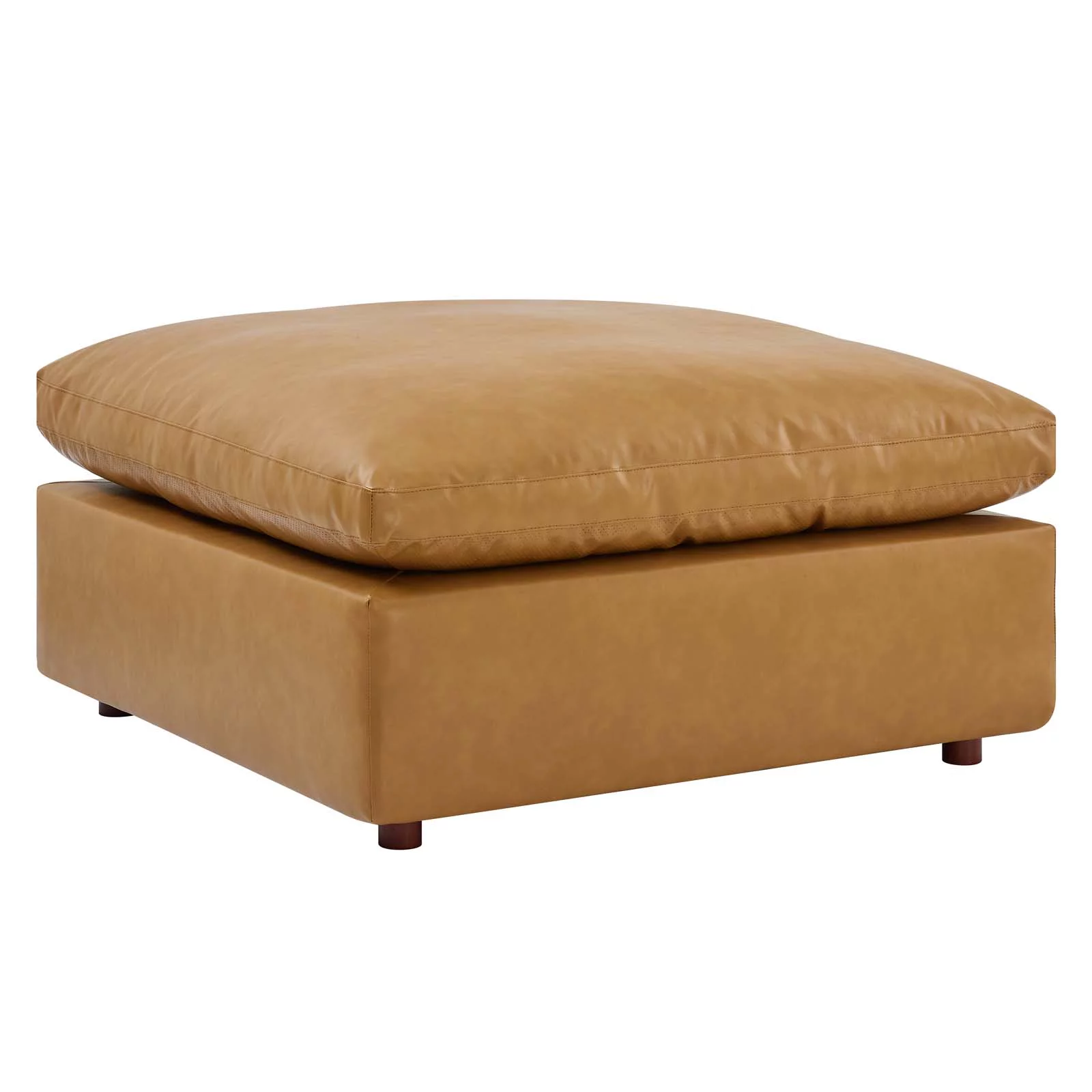 Modway Commix Down Filled Overstuffed Vegan Leather 4-Piece Sectional Sofa in Tan