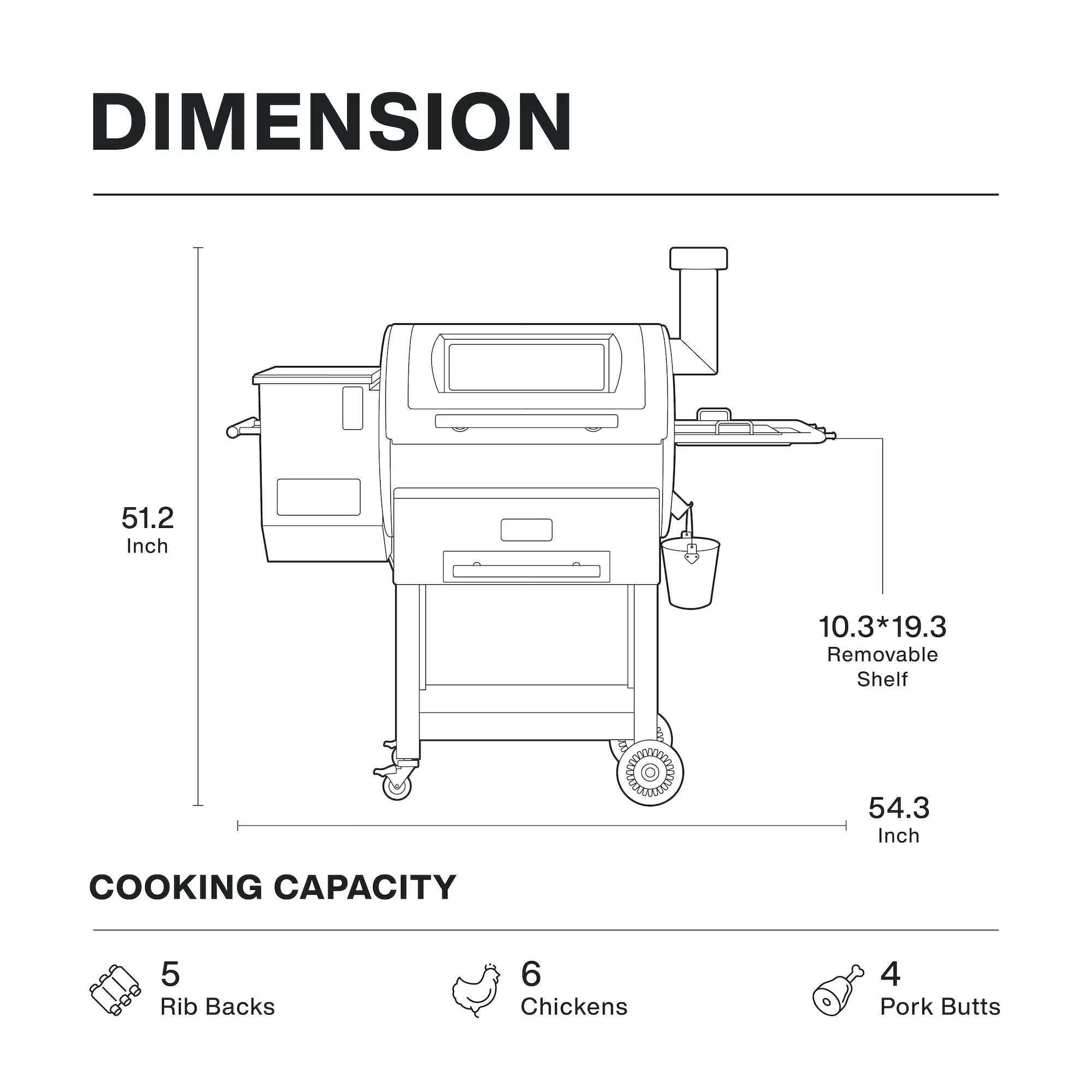ASMOKE Skylights Wood Pellet Grill Smoker - AS700P