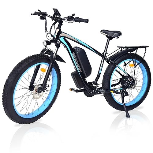Electric Mountain Bike 26'' Fat Tire Electric Bicycle with 750W Motor and Shimano 21-Speed for Adults, 48V 13Ah Lithium Battery