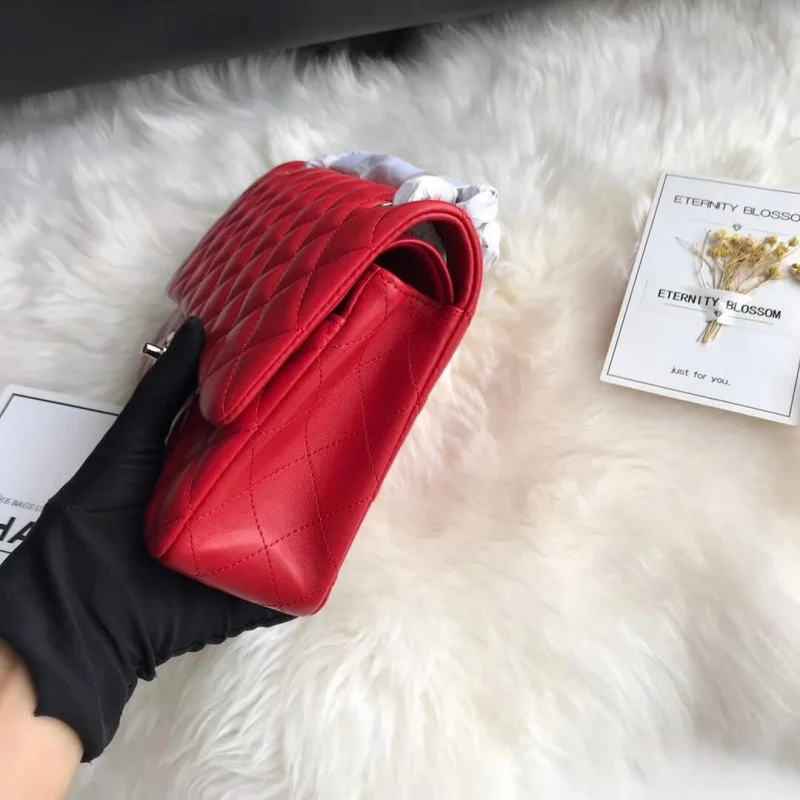 Chanel 1112 Red Medium Size 2.55 Lambskin Leather Flap Bag