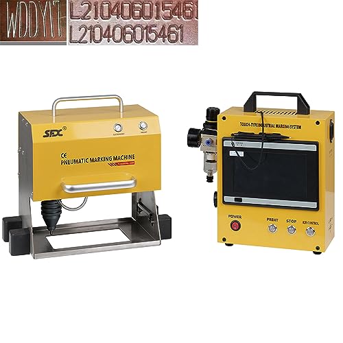 US Stock 100W Pneumatic Dot Peen Metal Engraving Machine Pneumatic Dot Peen Marking Machine Engraving Size 120x50mm(4.7X2inch) Depth 0.02-1 mm