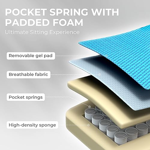 Dowinx Gaming Chair Breathable Fabric Computer Chair with Pocket Spring Cushion, Comfortable Office Chair with Gel Pad and Storage Bag
