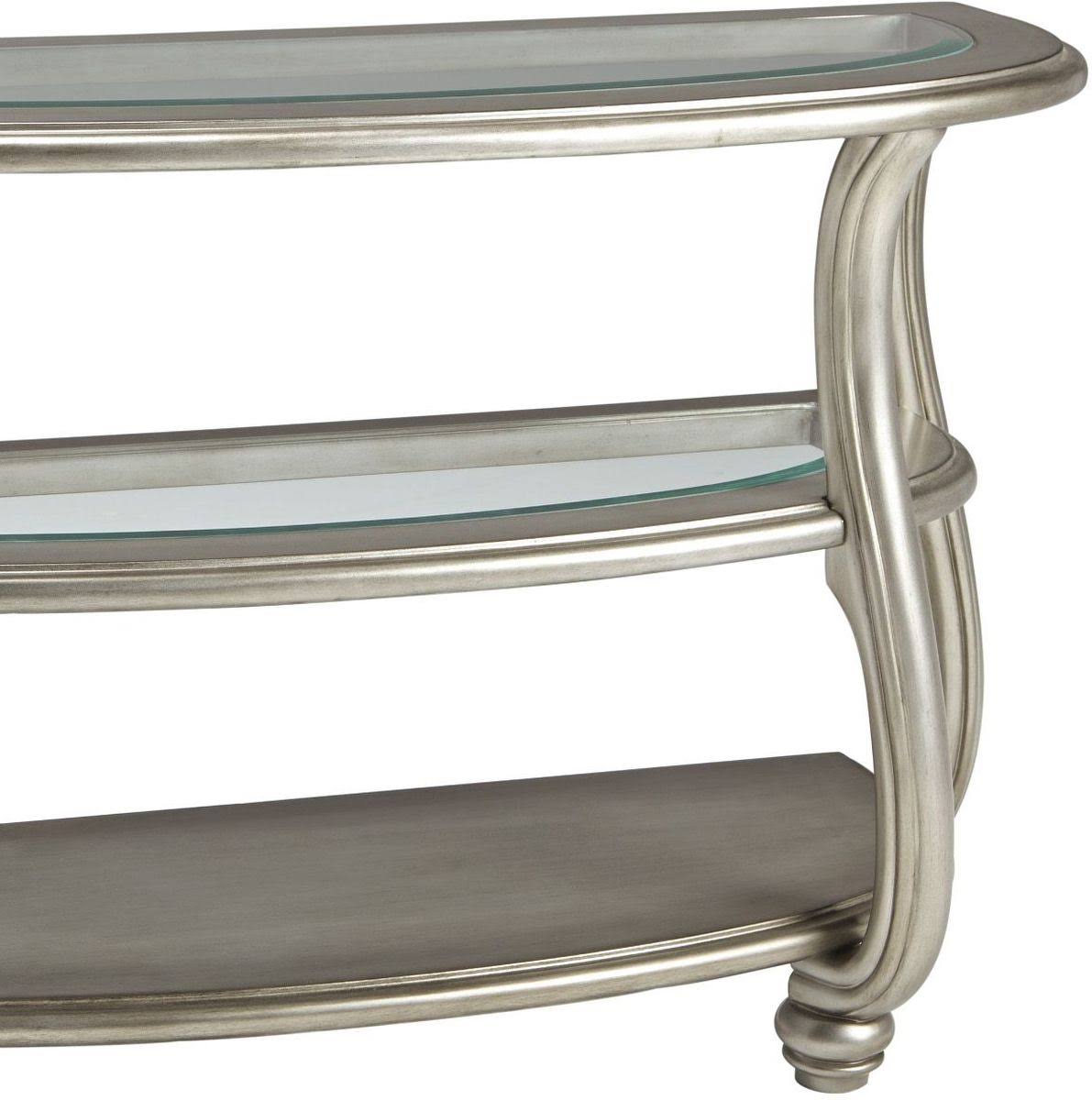 Ashley Furniture Coralayne Glass Accent Console Table in Silver
