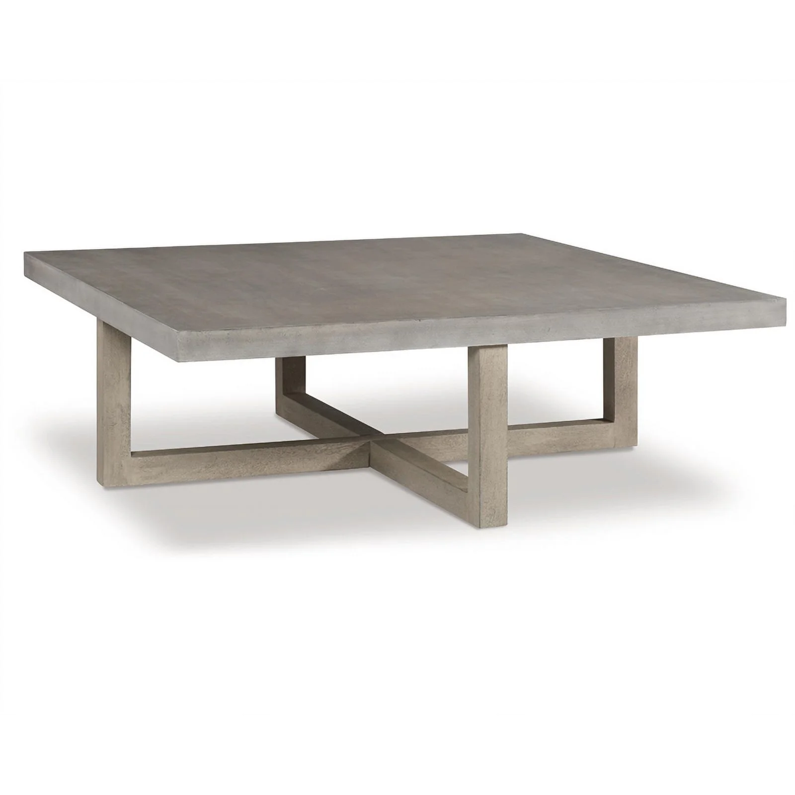 Ashley Furniture Lockthorne Square Wood Coffee Table in Light Gray Washed
