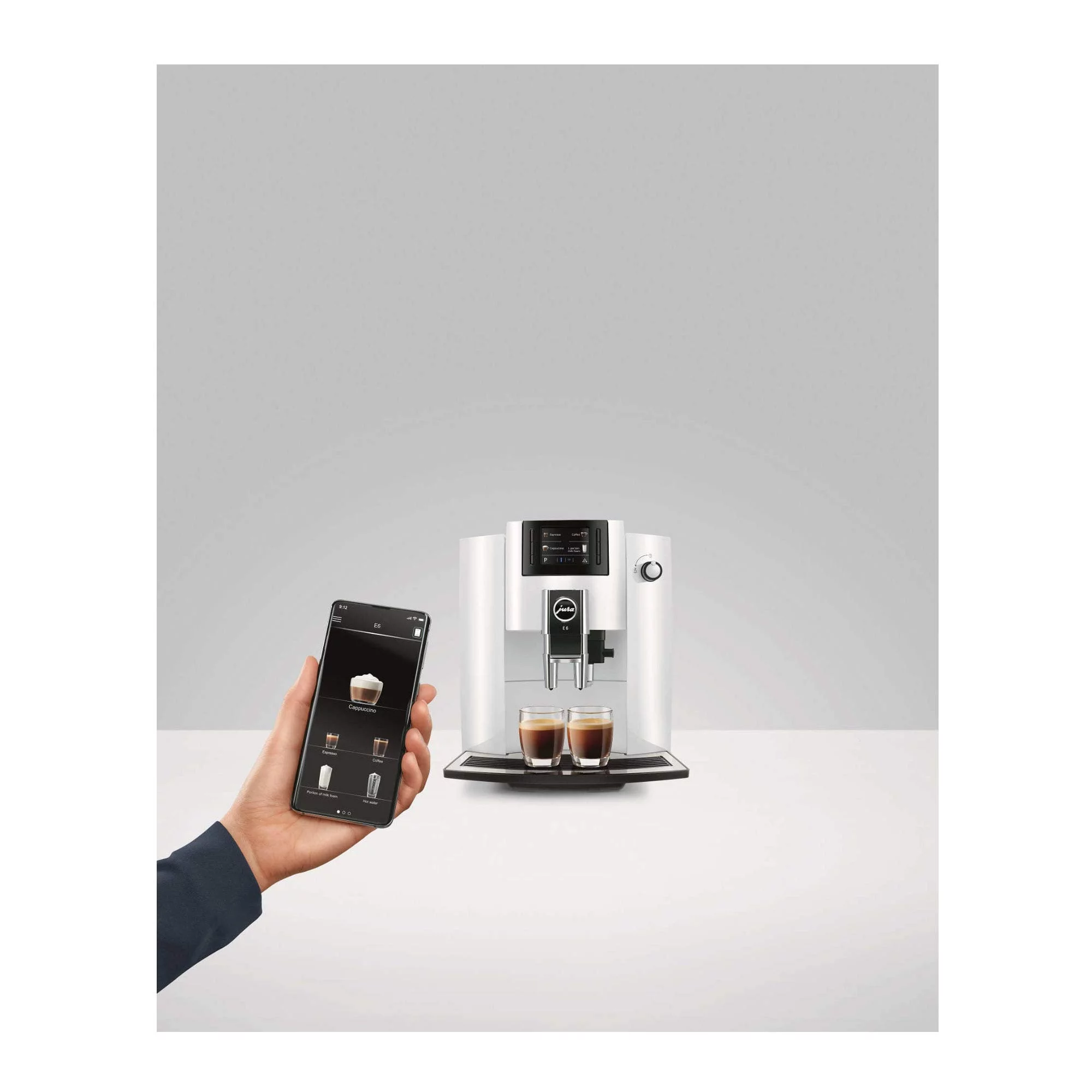 Jura E6 Automatic Espresso Machine (Piano White)