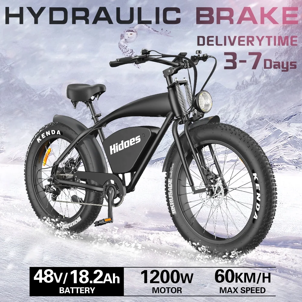 Hidoes Adult Electric Mountain Bikes Set of 2, 2 Pack 26" Fat Tire Commuting E-bike Set, up to 31mph & 49miles