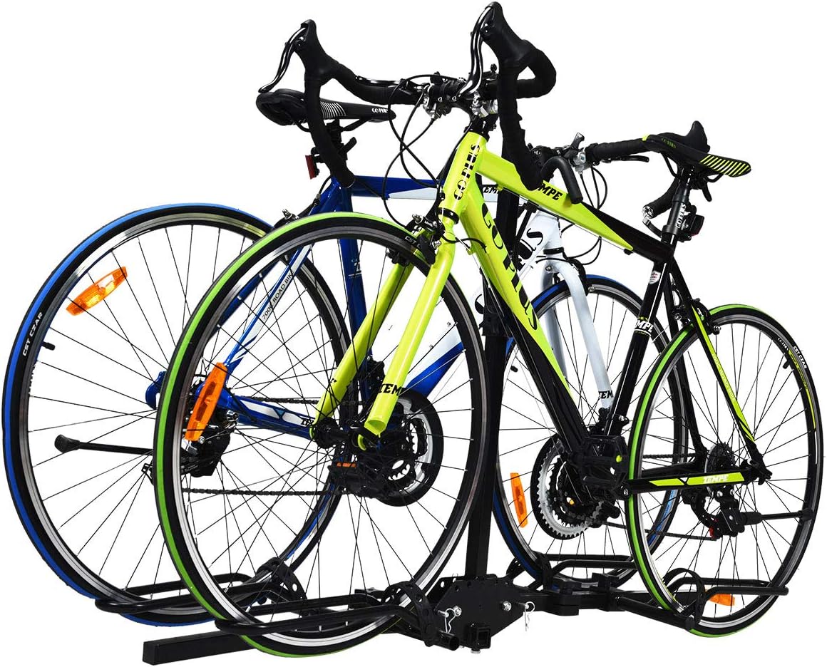 Goplus 2-Bike Hitch Mount Rack Hitch Mounted Bike Carrier Foldable Receiver 2