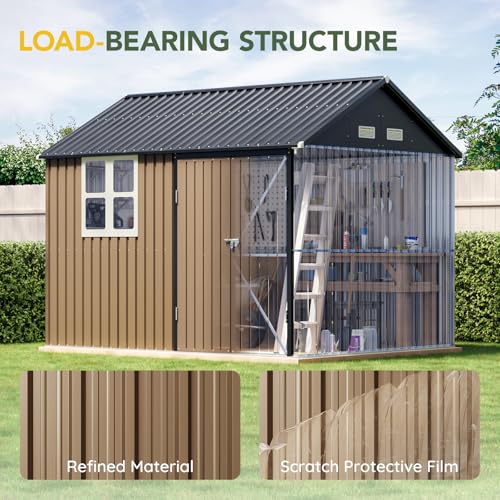 6x4FT Outdoor Steel Storage Shed with Clear Window, Lockable Doors, Weather-Resistant Metal Tool Shed for Garden, Backyard, Patio, and Utility Storage