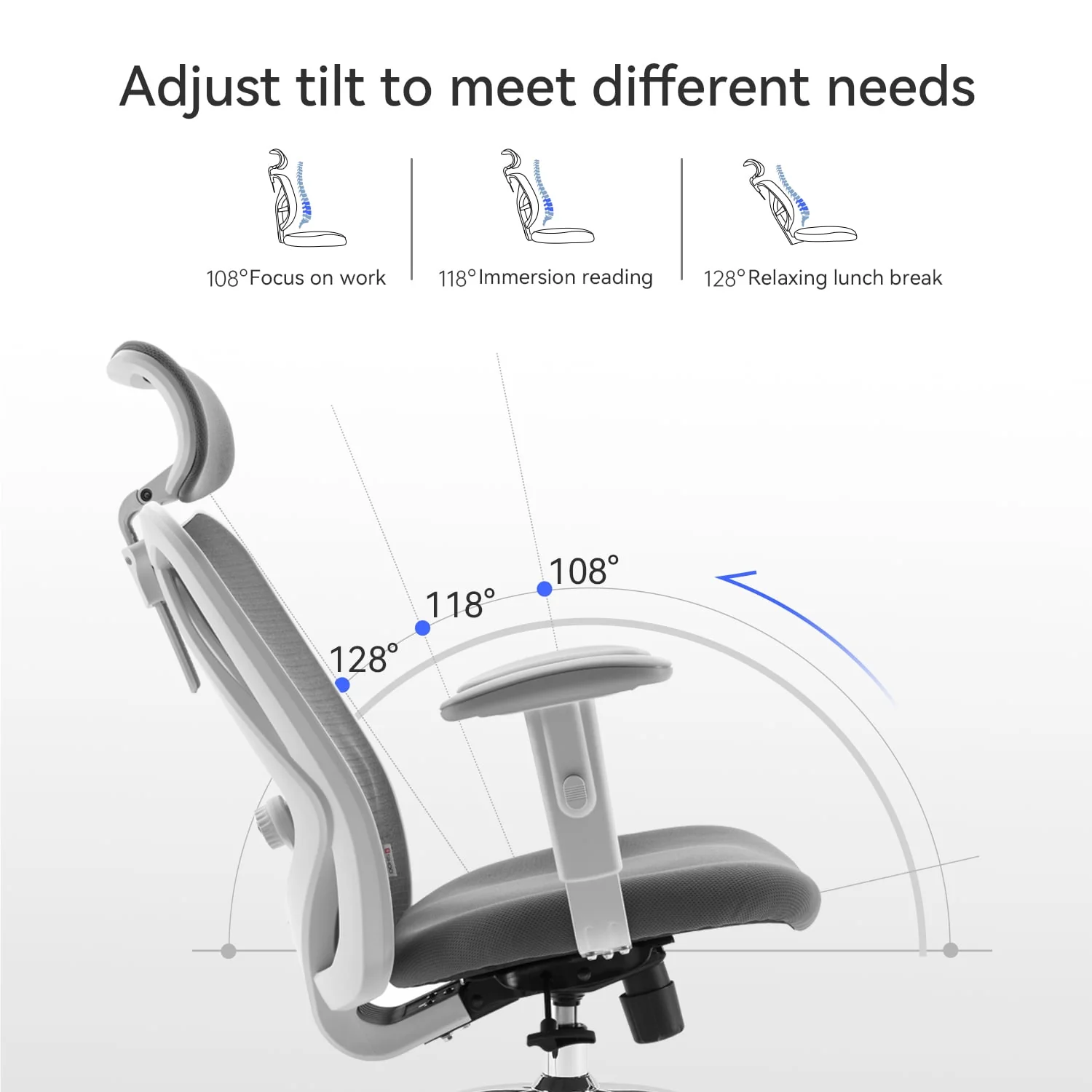SIHOO Ergonomic Office Chair, Mesh Computer Desk Chair with Adjustable Lumbar Support, High Back chair for big and tall, Black