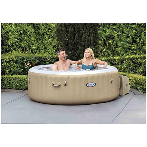 INTEX 28425EH PureSpa Bubble Massage Spa Set Outdoor Inflatable Portable Hot Tub, Includes Energy Efficient Spa Cover, Saltwater System Ready