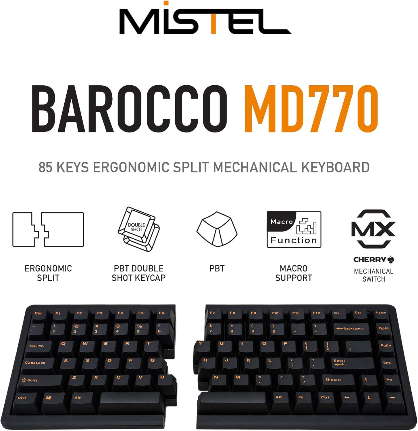 Mistel BAROCCO MD770 TKL Split Mechanical Keyboard with Cherry MX Blue Switch