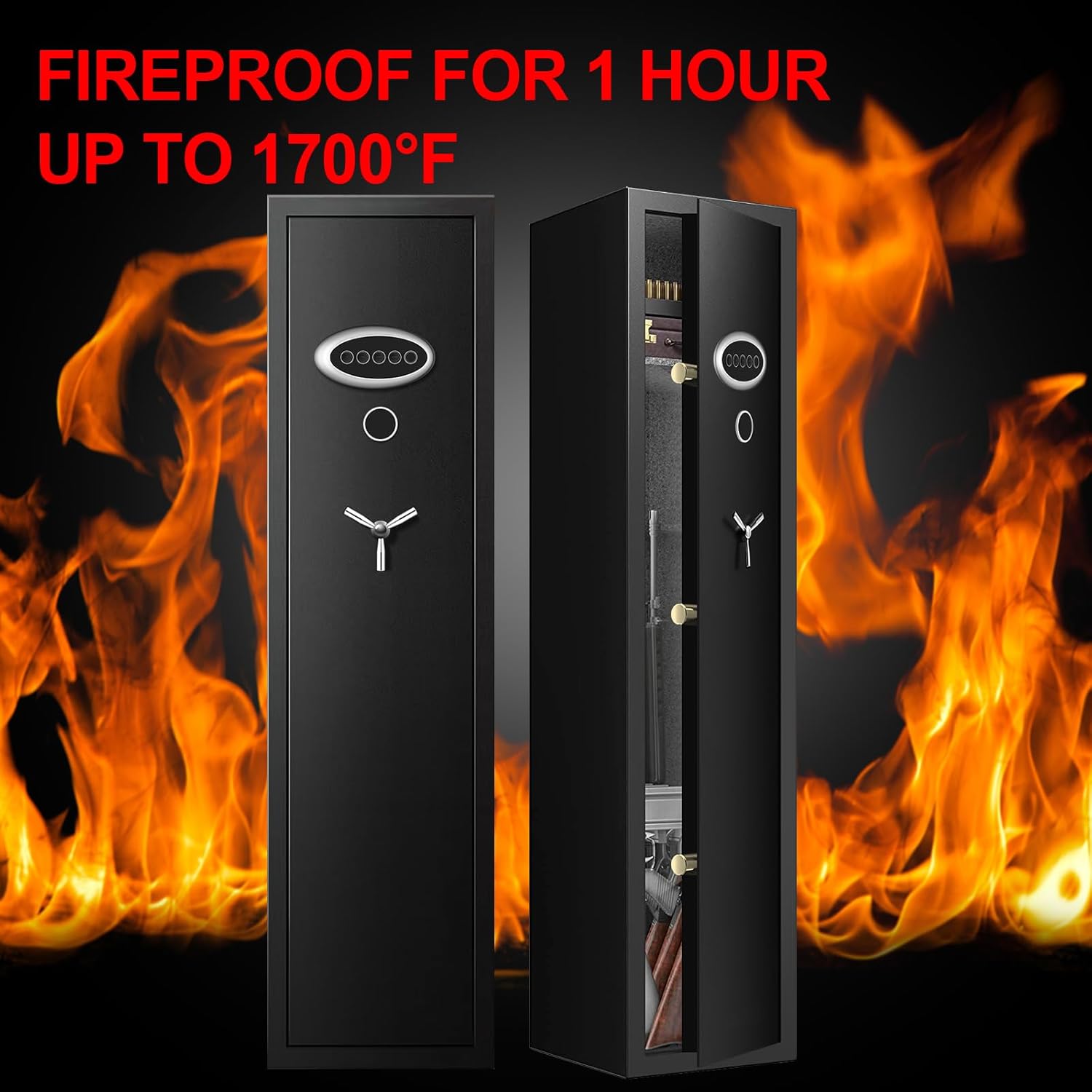 7-8 Extra Large Gun Safes for Home Rifle and Pistols, Heavy Duty Anti-Theft Gun Safes for Rifles and Shotguns