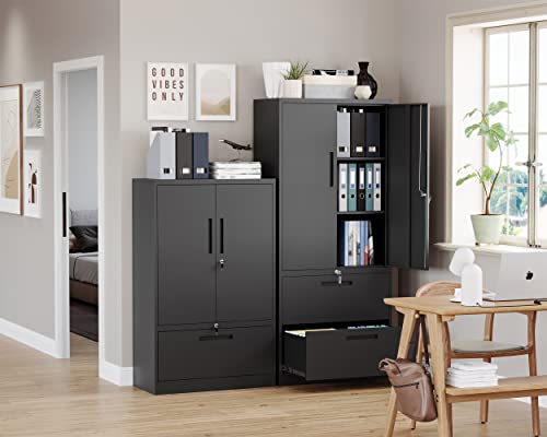 Letaya Metal Storage Cabinets for Home Office,File Cabinet with Adjust Shelves and Lock