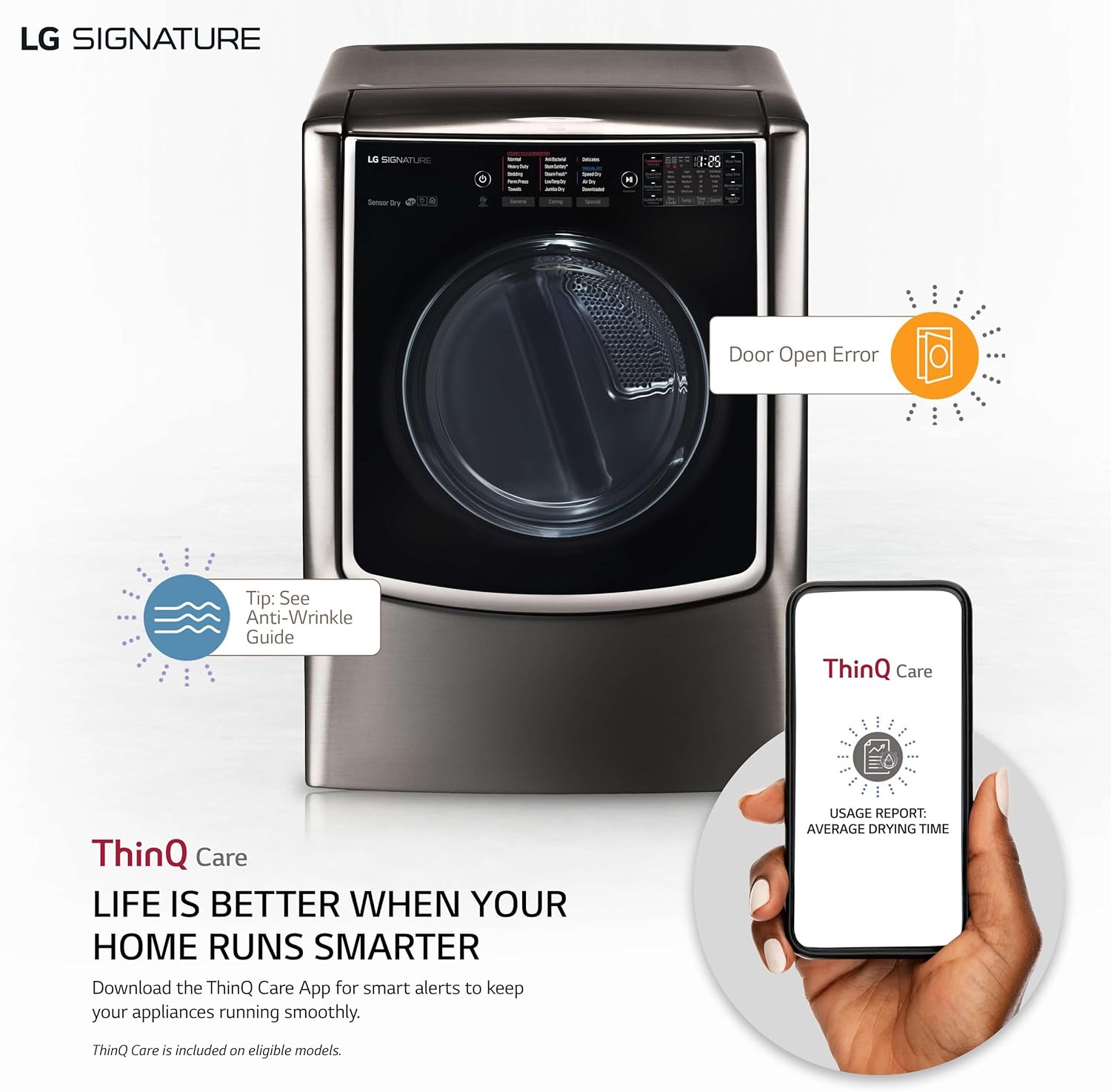 LG SIGNATURE 9.0 cu. ft. Large Smart wi-fi Enabled Gas Dryer
